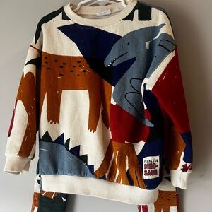 Boys Multicolor Graphic Crewneck Sweater - Fearless Dinosaur